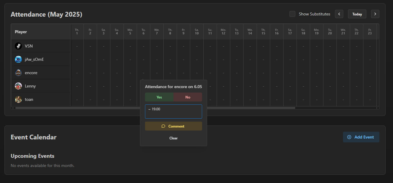 Track Attendance and Availability